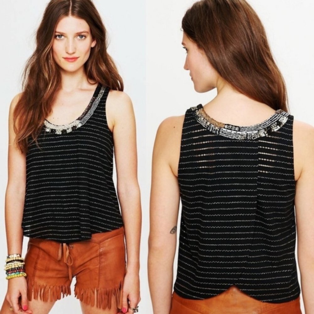 Free People Sleeveless Embellished Open Top